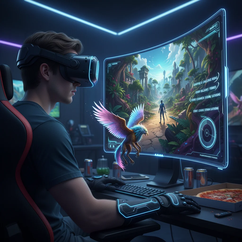 Player experiencing an adaptive AI personalized game scenario.
