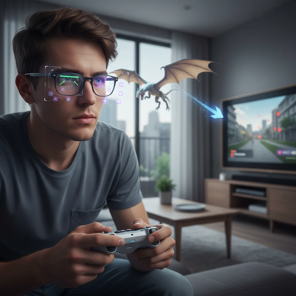 Augmented reality contact lenses for seamless gaming immersion