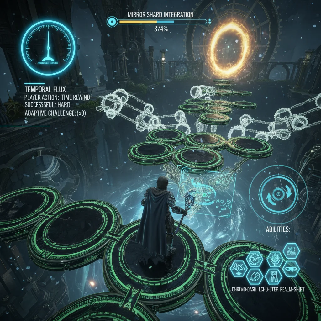 Chronomirror Realms puzzle with adaptive difficulty indicators.