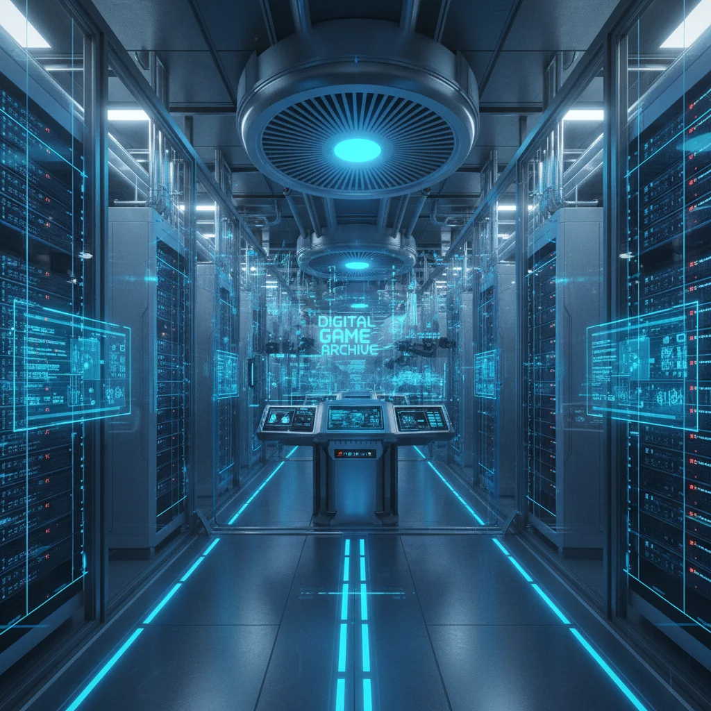 Secure digital server farm for long-term video game preservation.