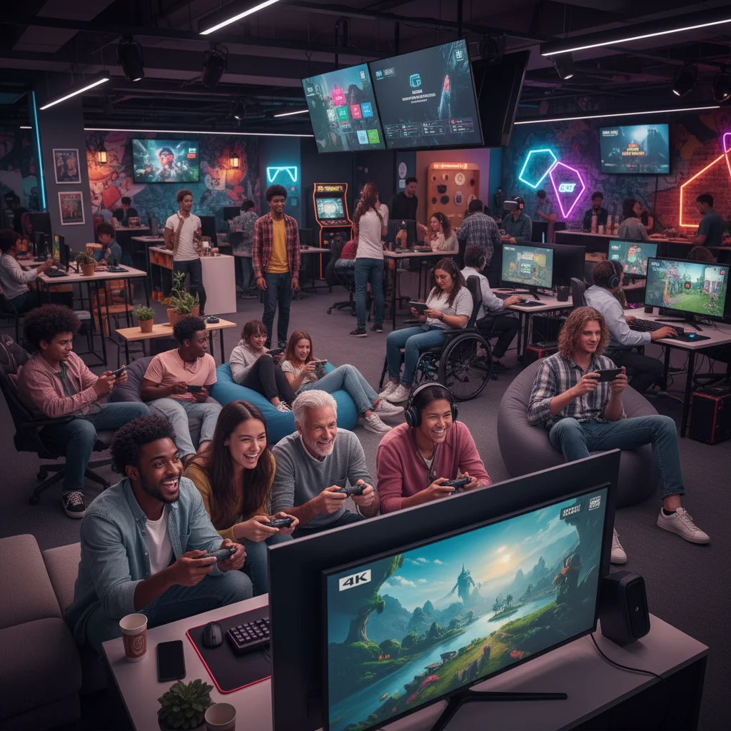 Diverse gamers engaging with multiple gaming subscription services