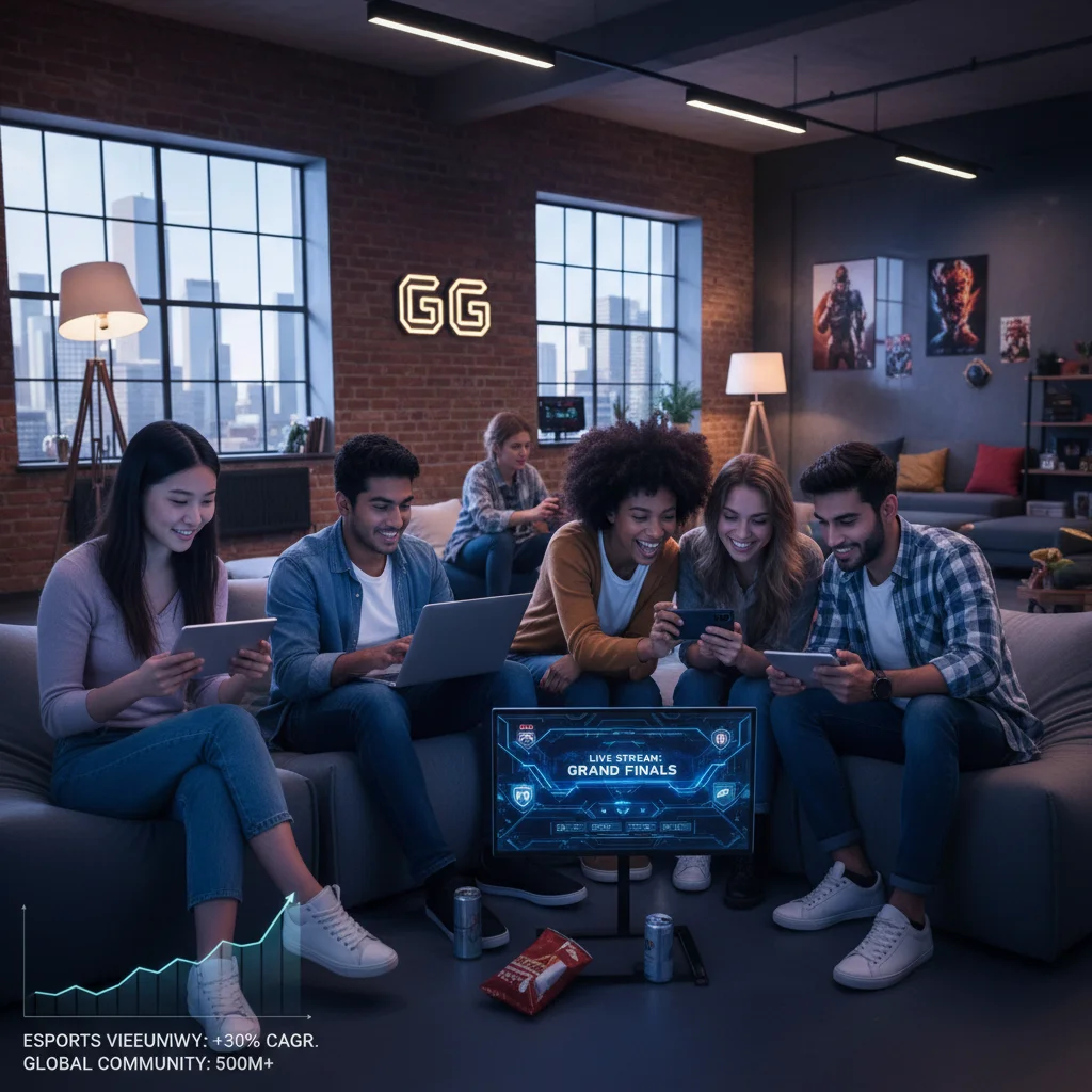 Engaged esports fans watching a live stream, representing growing viewership