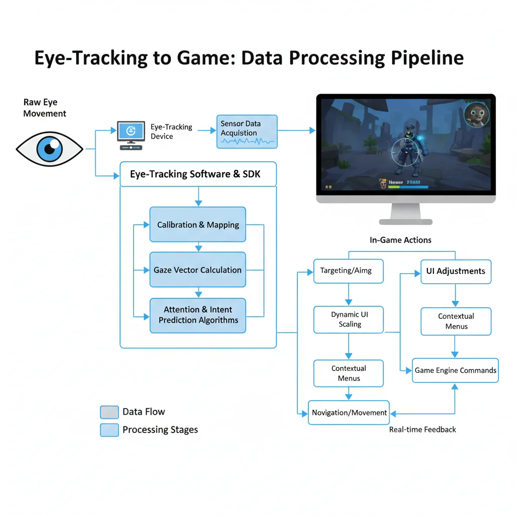 Diagram of eye-tracking data processing for in-game actions