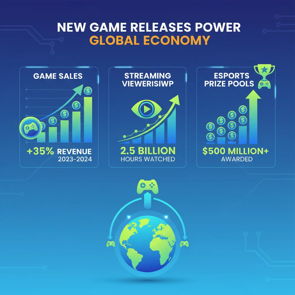Infographic displaying economic growth in the gaming industry due to new releases.