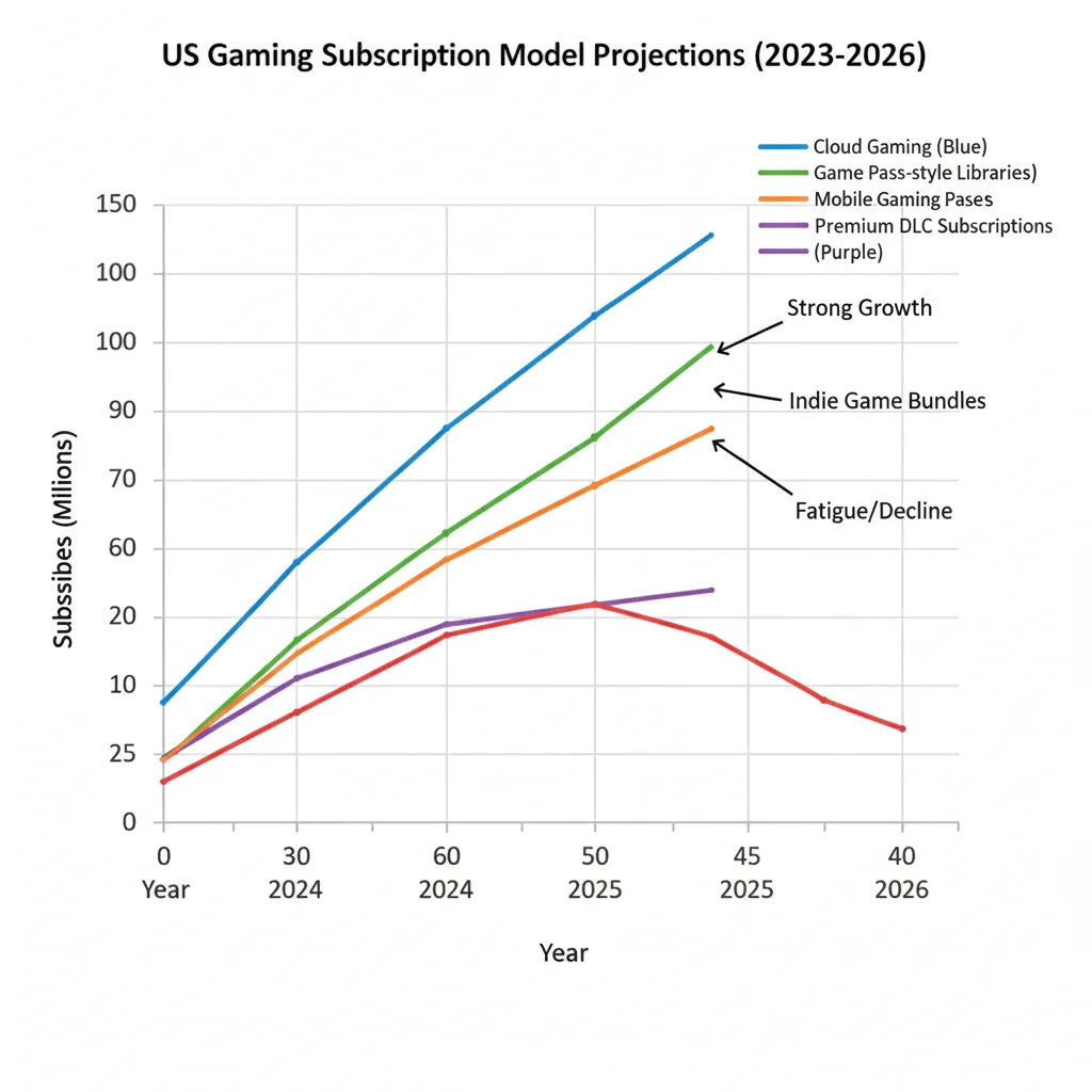 Projected growth of US gaming subscription models to 2026