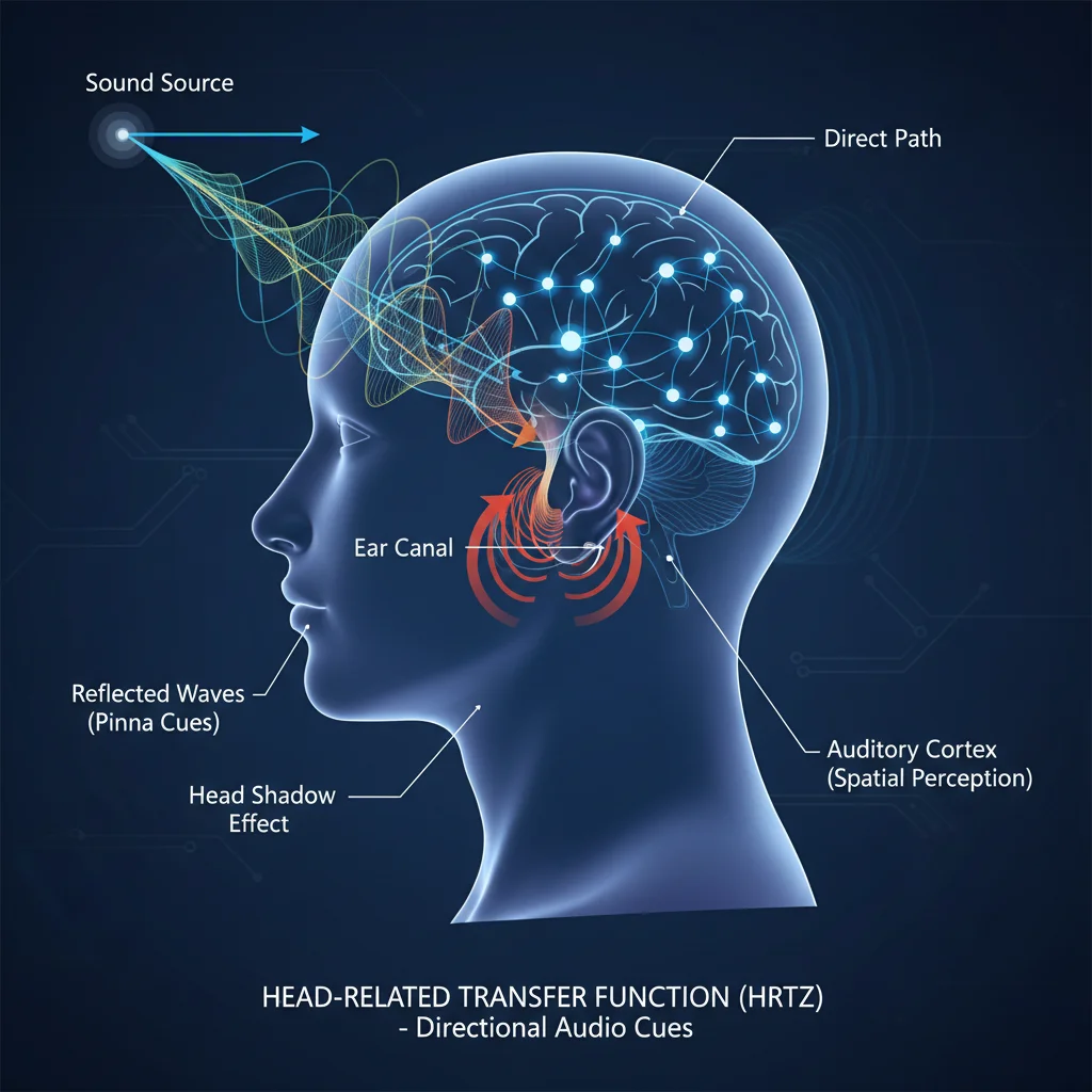 Diagram explaining Head-Related Transfer Function (HRTF)