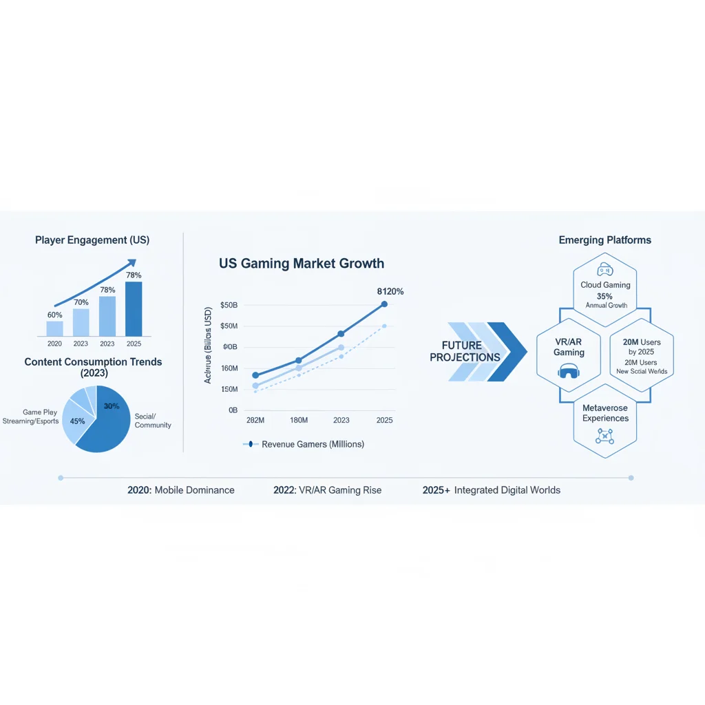 Infographic detailing US player engagement and gaming content consumption trends