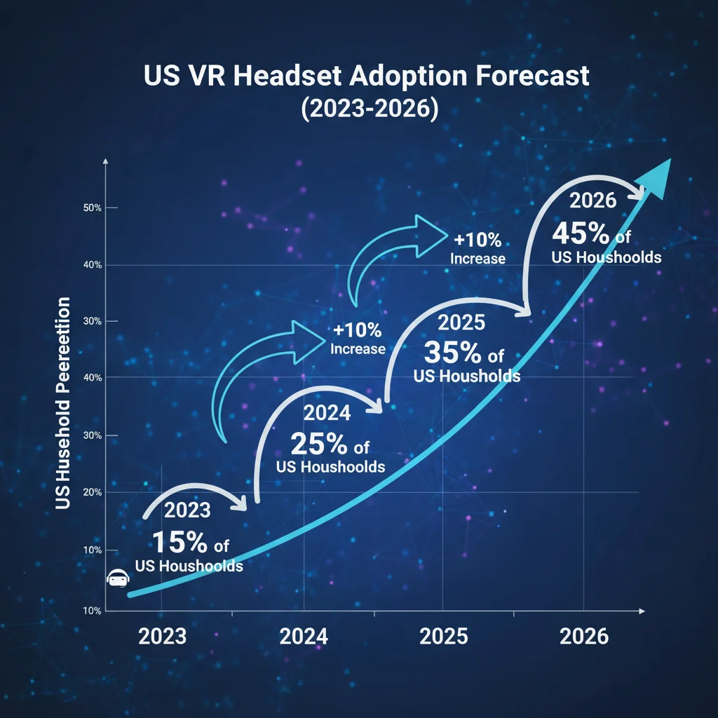 Infographic showing the projected 10% increase in US VR headset adoption by 2026.